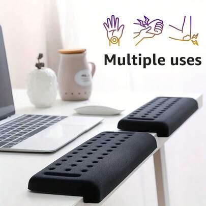 1 pieza Alfombrilla de escritorio en forma de L con base de espuma antideslizante y soporte ergonómico para la muñeca/antebrazo - Reposamuñecas grande y cómodo para computadora, escritura, dibujo - Adecuado para escritorio de oficina en el hogar, duradero para largas horas