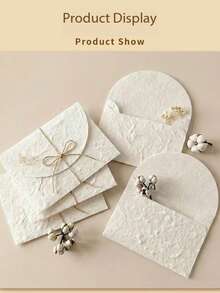 5Pcs Pleated Texture Envelopes With Hemp Rope Binding, Plant Embossed Paper Envelopes 3.93*2.75 Inches For Greeting Cards Wedding Invitations Festival Birthday & Thank You Notes - A3.93*2.75in Pleated Style - View 2