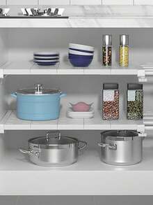 Expandable Closet Organizer Rack, No Drilling Required, Sturdy And Durable, Rust-Resistant, Adjustable, Suitable For Dorm Cabinets, Bathrooms, Kitchens And Pantries To Organize And Store Items, Space-Saving, Easy Installation. - Multicolor - View 5