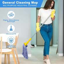 2 Pack Mop Head Replacement, Cleaning Heavy Duty Mop Head Commercial Replacement, Wet Industrial Blue Cotton Looped End String Head Refills, Heavy Mop Replace Head, For General And Floor Cleaning - ColorA - 查看 5