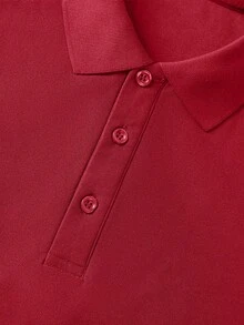 Áo polo tay ngắn in chữ và khẩu hiệu phong cách đường phố châu Âu - Mỹ mùa hè, đa năng dành cho nam giới. - Đỏ - Xem 6