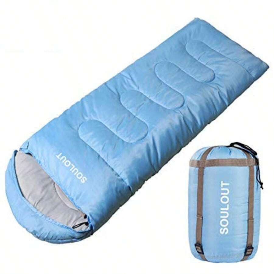 Saco de dormir 3-4 estaciones para clima frío cálido ligero portátil impermeable saco de dormir con saco de compresión para adultos y niños interior y exterior: camping mochilero senderismo - Azulcielo - Ver 1