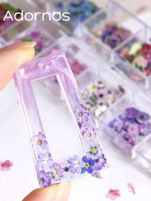 随机款式树脂蝴蝶、花朵、玫瑰、鸢尾花、樱花、雏菊填充装饰品、摇摇杯填充物、情人节礼物DIY用品 - 彩色 - 查看 3