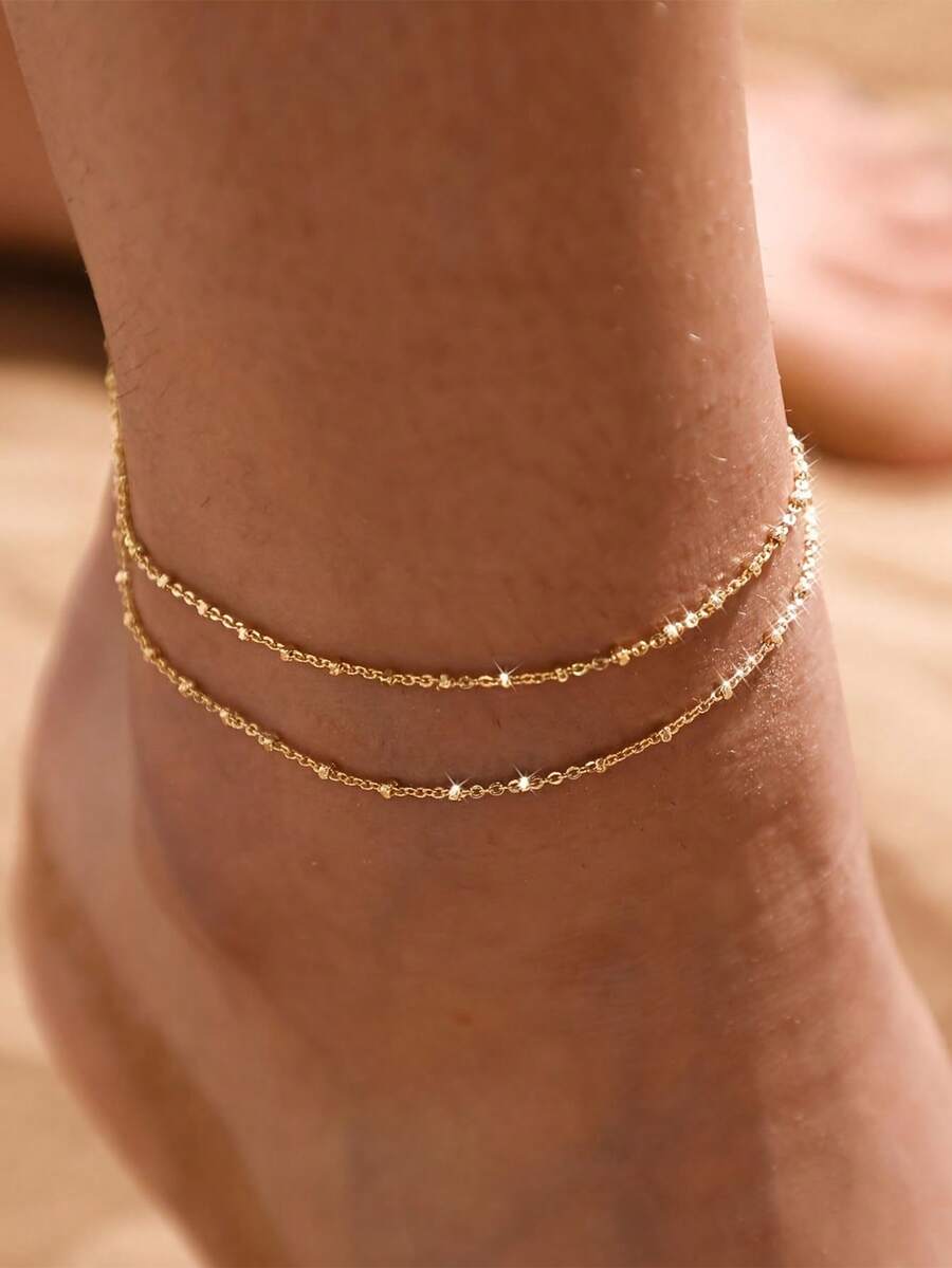 Bohemian Style Women's Double-Layer Anklet - Unique, Niche, Luxury Layered Anklet
