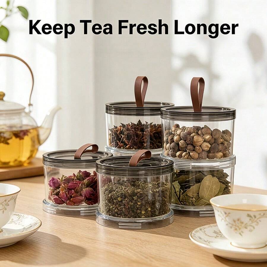 3-Tier Round Handled Spice Storage Box, Multi-Layer Grain Storage Canister, Pepper & Seasoning Storage Container, Multi-Layer Transparent Airtight Food Storage Box, Reusable Material, Suitable For Grains, Coarse Grains, Snacks, Delicacies, Seasonings, Applicable For Refrigerator, Countertop Storage, Home Cabinet Food Organization - Multicolor - View 1