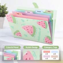 Carpeta de archivo expandible con 5 bolsillos y pestañas, organizador de archivo acordeón tamaño carta para escuela, oficina y hogar con pestañas - Frutas de verano - Frutas de verano - Ver 6