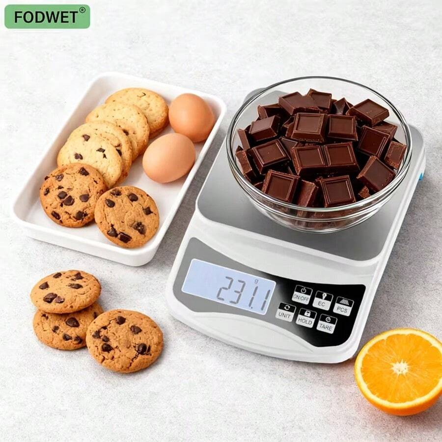 22lb High Precision Digital Kitchen Scale, Accurate Food Weighing, Unit Conversion/Zero Function, Portable & Easy To Clean, Battery Powered (Batteries Not Included), Gram/Ounce Measurement, For Baking And Cooking