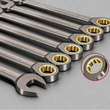 Cờ lê cóc, cờ lê hệ inch (SAE), cờ lê cóc hệ mét và hệ inch, cờ lê mạ niken đen, thép CRV. - ngẫu nhiên - Xem 1