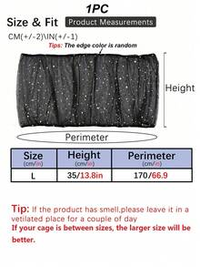 1pc Random Edge Color Stretchy Elastic Dense Mesh Bird Cage Cover, Dust Proof, Suitable For Birds All Seasons - Black - View 10