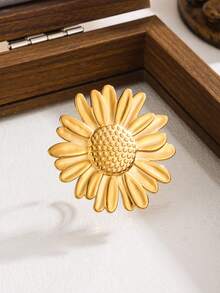 11pcs/7pcs/4pcs/1pc Stainless Steel Exaggerated Open Ring, Sunflower Multi-Element Various Designs, 18K Gold Plated, High-End Rings For Daily Wear And Holiday Gifts - Yellow Gold - View 7