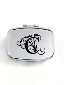 A-Z Letter Pattern Square Pill Box, 2 Portable Medication Storage Compartments, Mini Metal Storage Box, Portable Jewelry And Pill Case, Personalized Creative Gift With Name Tag, Suitable For Travel, Outdoor Activities, Bags, Pockets, Can Be Used As Wedding Gifts, Gifts And Reception Decorations, Unique Decorative Travel Storage Box, Gift For Friends (Letter A-Z) Medicine Bag First Aid Bag Medicine Organizer Pill Organiser Pill Container For Home For Outdoor Cruise Essentials Travel Essential - Multicolor - View 21