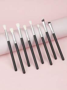 8件套眼部化妆刷套装，包括细节刷、晕染刷、黑色眼影刷 - 彩色 - 查看 4