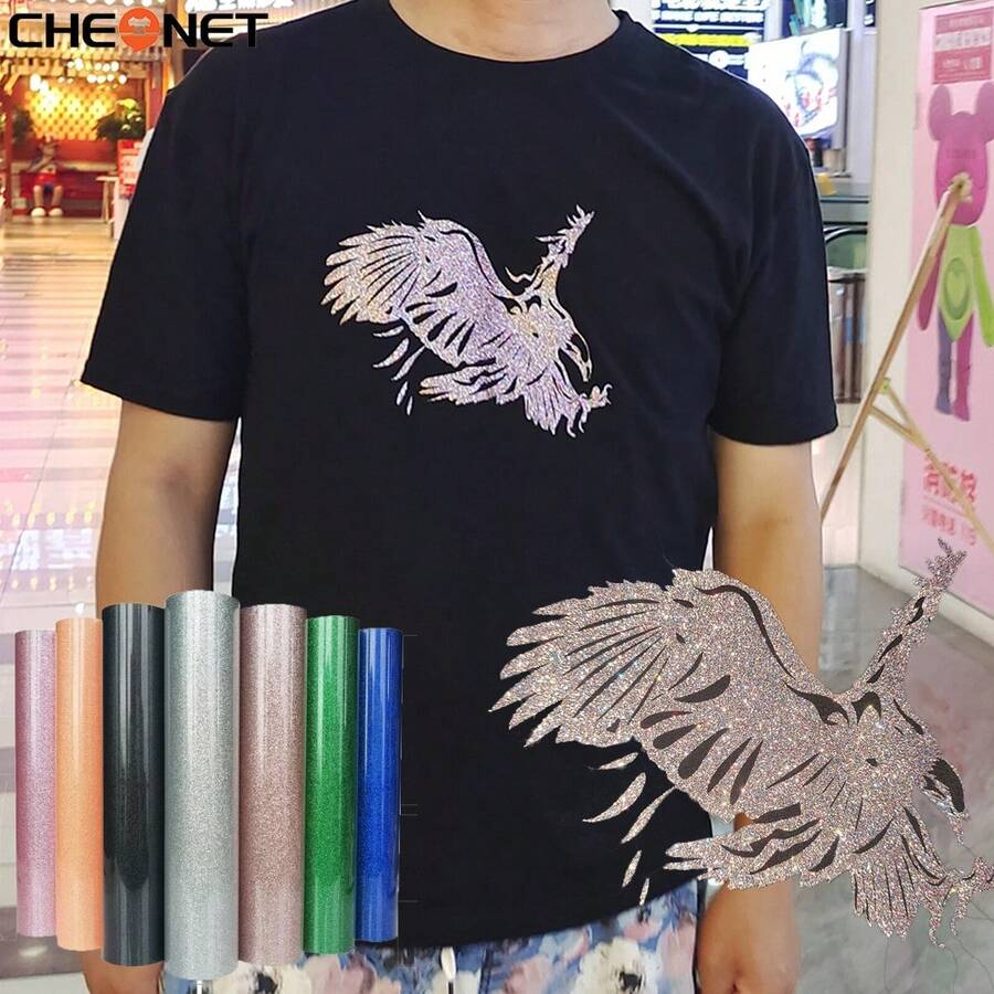 1张25x30厘米/10x12英寸闪光乙烯基热转印膜 DIY薄膜