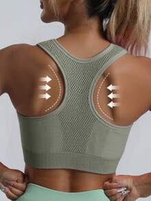 Sujetador deportivo para mujer, top corto con espalda de tirantes para yoga, fitness y running - Gris Claro - Ver 2