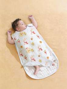 1件婴儿无袖棉纱布睡袋，透气防踢毯，超柔软亲肤，可爱印花设计，侧边按扣，可机洗，适合春夏季新生儿在空调房内使用 - 嬰兒無袖背心睡袋 - 查看 19