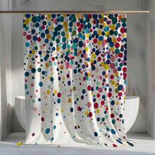 1pc Polka Dot Colorful Printed Shower Curtain, High Quality Home Decor Curtain, Modern Versatile Bathroom Matching, All Season Shower Curtain With 12 Hooks - S2191 - View 6