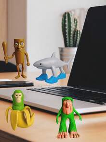 24pcs Italian Brainrot Action Figure Set, Includes Tralalero Tralala, Tung Tung Tung Sahur, Brainrot Shark Expression, Monkey And Other Themed Animal Figurines, Gift - Multicolor - View 7