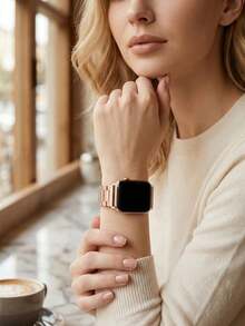 1 pieza Brazalete de acero inoxidable sólido y de moda compatible con Apple Watch de 38mm, 40mm, 41mm, 42mm, 44mm, 45mm, 46mm, 49mm, correa elegante apta para Apple Watch Series Ultra 3/2/1 11 10 9 8 7 SE3 6 5 4 3 2 1, brazalete de reloj inteligente de moda para Apple Watch - 38/40/41/42 mm (S10/11) - Ver 8
