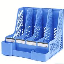 4-Grid Desk Organizer With Pen Holder - Fashionable Office Supplies And File Storage - Single Piece - View 13