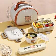 Kotak Makan Siang 3 Kompartemen yang Dapat Dilepas, Kotak Bento Plastik Portabel 800ml dengan Sekat untuk Persiapan Makanan, Microwave, Wadah Makanan Salad Buah Tertutup Tahan Panas, Untuk Dewasa, Pelajar, dan Piknik, Kembali ke Sekolah - MultiWarna - View 17