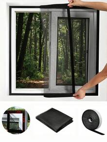 Customizable Zipperless Mesh Curtain Net, Mosquito-Proof Screens, Home Window Curtain Hooks, Self-Adhesive Invisible Mosquito Net - 1pcs - View 1