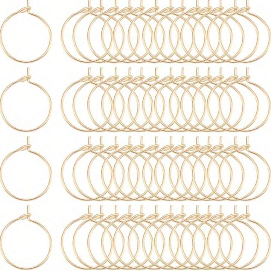 20pcs Stainless Steel Hoop Earrings, Large Round Circle Earring Hoops, DIY Jewelry Making Supplies - Yellow Gold - View 1