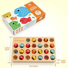 Coogam Back-To-School, School Supplies Wooden Magnetic Fishing Game Set With 2 Poles, Interactive ABC Alphabet Learning & Color Sorting Activity For Toddlers, Early Educational Gift For Boys & Girls Ages 3+ - Multicolor - View 5