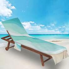 1pc Foldable Beach Chair Cover, Can Be Folded Into A Tote Bag, With Side Pockets For Glasses And Phone. Suitable For Beach Chair, Towel, Swimming Pool Lounge, Sunbathing, Convenient To Carry - Ocean's 8 - View 3