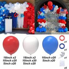 124 pièces Kit d'arche de ballons rouge, blanc et bleu, ensemble de ballons bleu royal, rouge et blanc de différentes tailles pour guirlande de ballons comme décorations du 4 juillet, décorations de fête sur le thème de la Fête de l'Indépendance, fournitures de fête d'anniversaire pour enfants - Multicolore - Voir 8