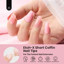 Beetles Soft Gel Nail Tips Short Almond 288pcs In 12 Sizes, Etch-X Pre-Etched Full Cover Acrylic Fake Nails Art - Coffin Short 576pcs (Etch X Nail Tips) - View 4
