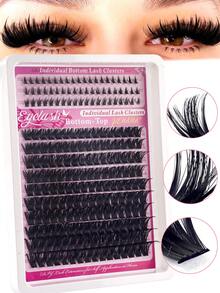 150D Cartoon Style Eyelash Cluster, Hedgehog Shaped Lashes + Lower Lashes, Natural Effect, Mink Material, 210/190 Pieces DIY Eyelash Extension 6-16mm Mixed Length Fluffy Bundled, Cat Eye Dramatic Wet Effect False Eyelashes, Segmented False Lashes, Reusable, Suitable For Daily Makeup, Parties And Celebrations, Creates A Voluminous Look - D - 查看 9