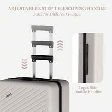 4-Piece ABS Hard-Shell Luggage Set, Consisting Of Hard-Shell Suitcases In Sizes S, M, L And XL, Equipped With A Retractable Gel Handle And 4 Smooth-Rolling Wheels; Durable And Lightweight Travel Suitcases With Lock. - 白色 - 查看 5
