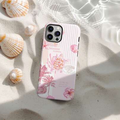 Pink Sea Turtle Fashion Phone Case Y2K Collage Phone Case With Sea Turtle & Shell Aesthetic Summer Beach Style Compatible With IPhone 17 16 15 14 13 Pro Max Plus 12 11 And Galaxy S24 S25 S26 Plus Ultra Birthday Gift