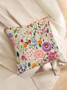 4pcs Spring & Summer Floral & Letter Print Pillow Covers (Pillow Insert Not Included), Home Decor Sofa Cushion Covers, Bedroom Headrest, Car Seat Pillow Covers, Room Decor - Multicolor - View 7