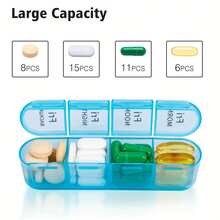 Hộp đựng thuốc 4 lần/ngày - Hộp đựng thuốc 7 ngày, hộp đựng thuốc hàng tuần cỡ lớn tiện dụng khi đi du lịch với các ngăn riêng lẻ có thể tháo rời, hộp đựng vitamin, thực phẩm chức năng và thuốc uống hàng ngày. - Nhiều màu - Xem 2