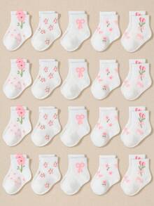 Bộ 20/10/5/1 đôi tất dài đến bắp chân cho bé gái, thiết kế nơ và hoa tulip thời trang, cổ tất bo gân bảo vệ mắt cá chân bé hiệu quả, không bó sát, phù hợp với mọi trang phục và mùa, tất tập đi cho bé từ 0-36 tháng, mặc hàng ngày và làm quà tặng, quà tặng ngày Valentine. - Nhiều màu - Xem 10