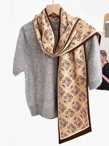 1 Piece High-End Silk Light Luxury Scarf, Premium Scarf, Long Necktie Ribbon, Versatile Double-Layered Bias-Cut Scarf, Headband, Holiday Gift - Multicolor - View 8