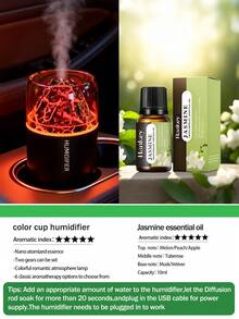 1 件火山造型超声波冷雾加湿器，带夜灯 - USB 桌面香薰机，便携式 - 电动空气净化器，多种香型选择，5 种香氛模式，酒店香氛机，带氛围灯，适用于卧室/汽车/浴室/办公室/房间装饰，香薰机/空气净化器/除臭器/加湿器/精油扩散器（推荐作为情人节或其他节日礼物） - 彩色 - 查看 13