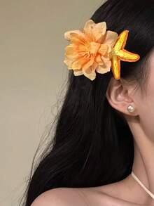 2/4个紫色花朵发夹，波西米亚风海星侧边发夹，节日发饰 - 彩色 - 查看 2