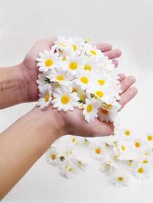10/50/100/200pcs White Daisy Artificial Flowers, Colorful Daisy Filler Flowers, Suitable For DIY Crafts, Wreath Making, Vase Decor, Hair Accessories, Tabletop Decor, Applicable For Spring Wedding, Engagement, Birthday, Home Gathering, Home Decor, Holiday & Party Decoration, Autumn Decor And Other Occasions - White - View 11
