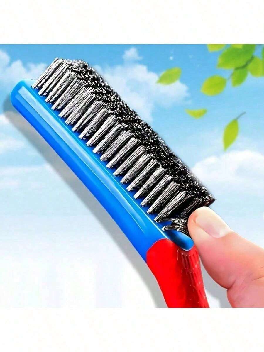 Heavy Duty Stainless Steel Wire Brush With Non-Slip Plastic Handle Industrial Rust Paint Welding Slag Remover Durable Ergonomic Welding Tool Accessories Metallic Finish253 - Multicolor - View 1