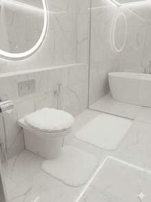3-Piece Fluffy Fluffy Furry Bathroom Set - White - View 3