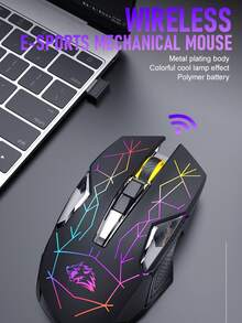 Ratón inalámbrico recargable para juegos X18, ratón mecánico retroiluminado para uso en oficina - Ver 2