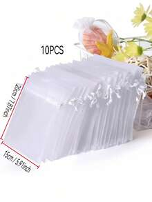 5/10/20/50/100 chiếc Túi vải organza nhiều màu, Túi đựng quà, Túi quà tặng, Đồ dùng gia đình, Túi đựng đồ bằng nylon, Đồ dùng tiệc tùng ngày lễ, Đồ dùng đám cưới, Bao bì trang trí quà tặng, Túi đựng đồ làm bánh, Bao bì phụ kiện trang sức, Túi dây rút quà tặng, Túi đựng trang sức quà tặng sinh nhật - Trắng - Xem 13