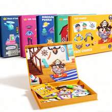 1 Set Creative Cartoon Magnetic Puzzle Scenario Cognitive Educational Pretend Play Toy, Children Magnetic Game Board, Baby Early Learning Magnetic Puzzle - Multicolor - View 2