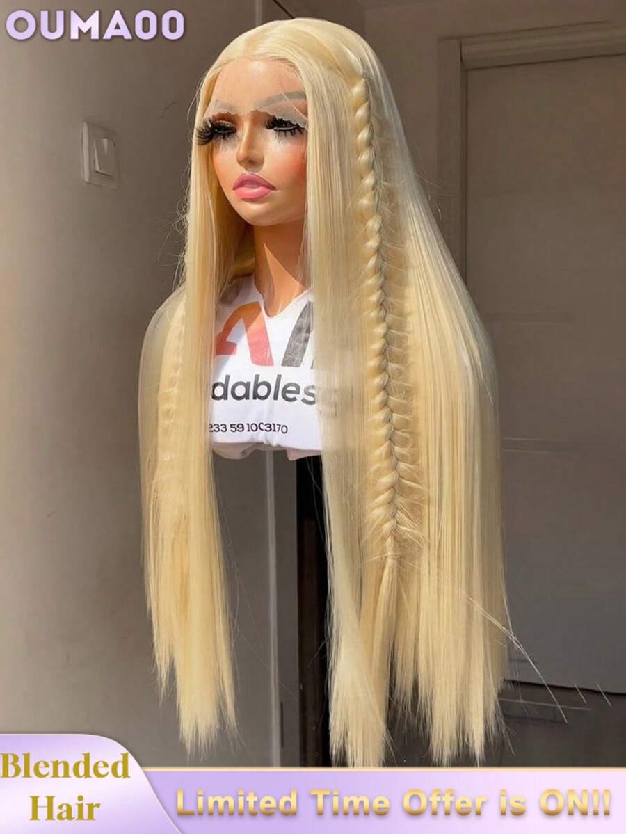 200% Ultra High Density Stright Wig - 13x6 HD Lace Front Human Blended Hair Ear To Ear HD Lace Frontal, Pre-Plucked Wear Go Glueless Wig For Women, Ultra Full Voluminous Curls & Secure Fit, No Glue & Ready To Wear