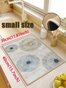 1pc Soft Rubber Linen Kitchen Mat, 3.5mm Thick Kitchen Rug, Minimalist Luxury Modern Style Light Gray Base With Yellow And Blue Dandelion Pattern Kitchen Absorbent Mat, Edged Carpet To Prevent Peeling, Water-Absorbent And Easy To Clean Mat, Linen Surface, Foam Middle Layer, Rubber Bottom, Suitable For Kitchen Rugs, Kitchen Decor, Wedding Decor, Home Decor, Bathroom Mats, Entryway Mats, Laundry Room Mats, Hallway Carpets, Living Room Mats, Etc. - Multicolor - View 18