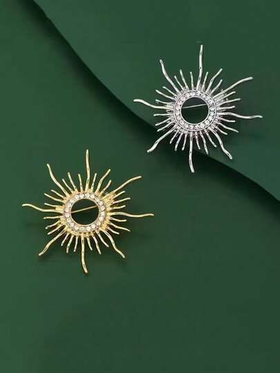 1pc New Minimalist Vintage Sun God Brooch, Golden High-Quality Personalized Versatile Elegant Lapel Pin Suit Accessory