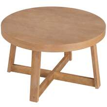 30'' Round Coffee Table W/Solid Wood Cross-Shaped Base.Farmhouse Accent Tea Table - Natural - View 10