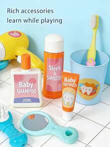 二合一儿童电动钓鱼戏水沙桌玩具，模拟梳妆台浴室玩具，户外沙滩泳池戏水套装（不含毛巾），幼儿礼物 - 鯊魚池 - 查看 2